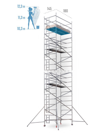Pojazdné hliníkové lešenie UTS šírky 145 cm 145 × 180 cm 12,3