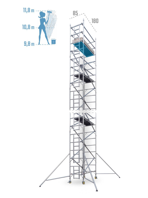 Pojazdné hliníkové lešenie UTS šírky 85 cm 85 × 180 cm 11,8