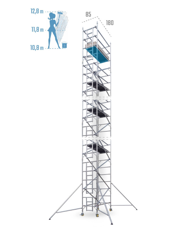 Pojazdné hliníkové lešenie UTS šírky 85 cm 85 × 180 cm 12,8