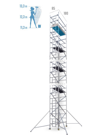 Pojazdné hliníkové lešenie UTS šírky 85 cm 85 × 180 cm 13,3
