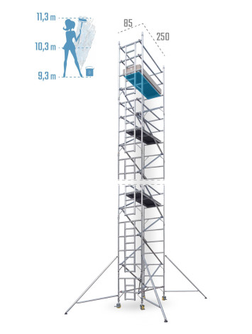 Pojazdné hliníkové lešenie UTS šírky 85 cm 85 × 250 cm 11,3